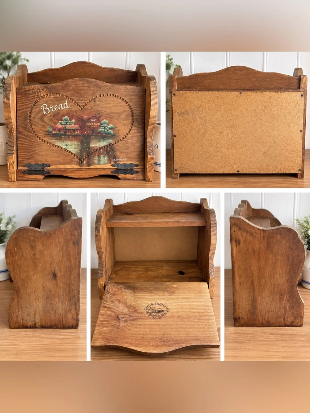 Vintage Wood Bread Box Farmhouse granny Cottage core Kitchen Storage